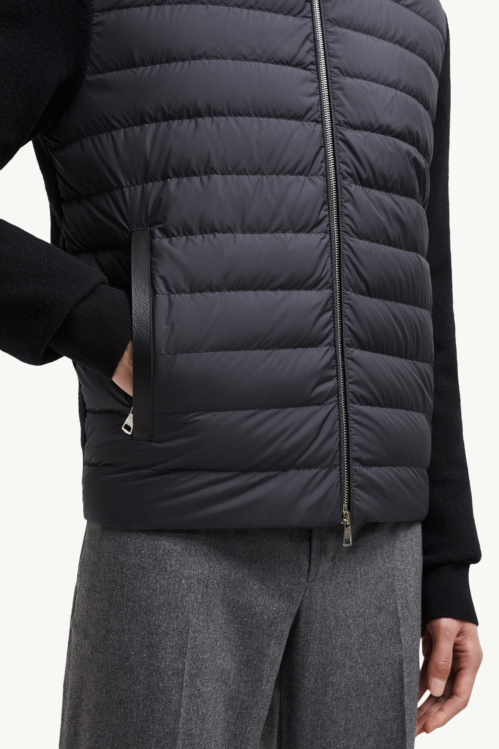 Moncler Padded Wool & Cashmere Zip-Up Cardigan Black Black