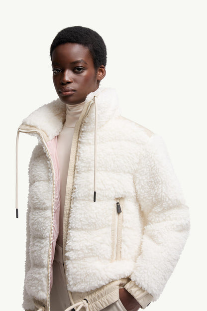 Moncler Padded Teddy Zip-Up Cardigan White White