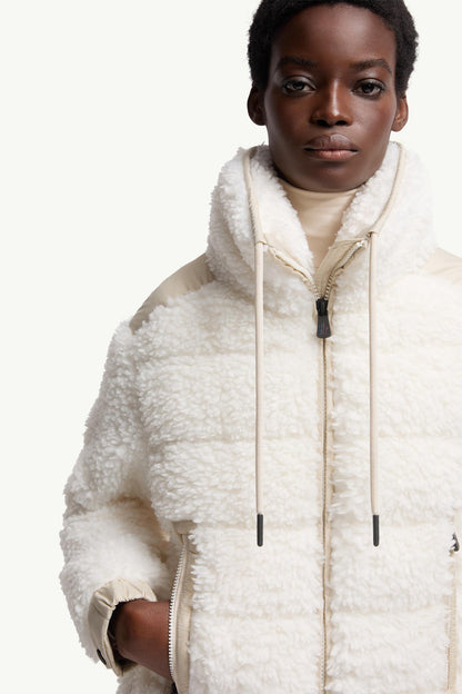 Moncler Padded Teddy Zip-Up Cardigan White White