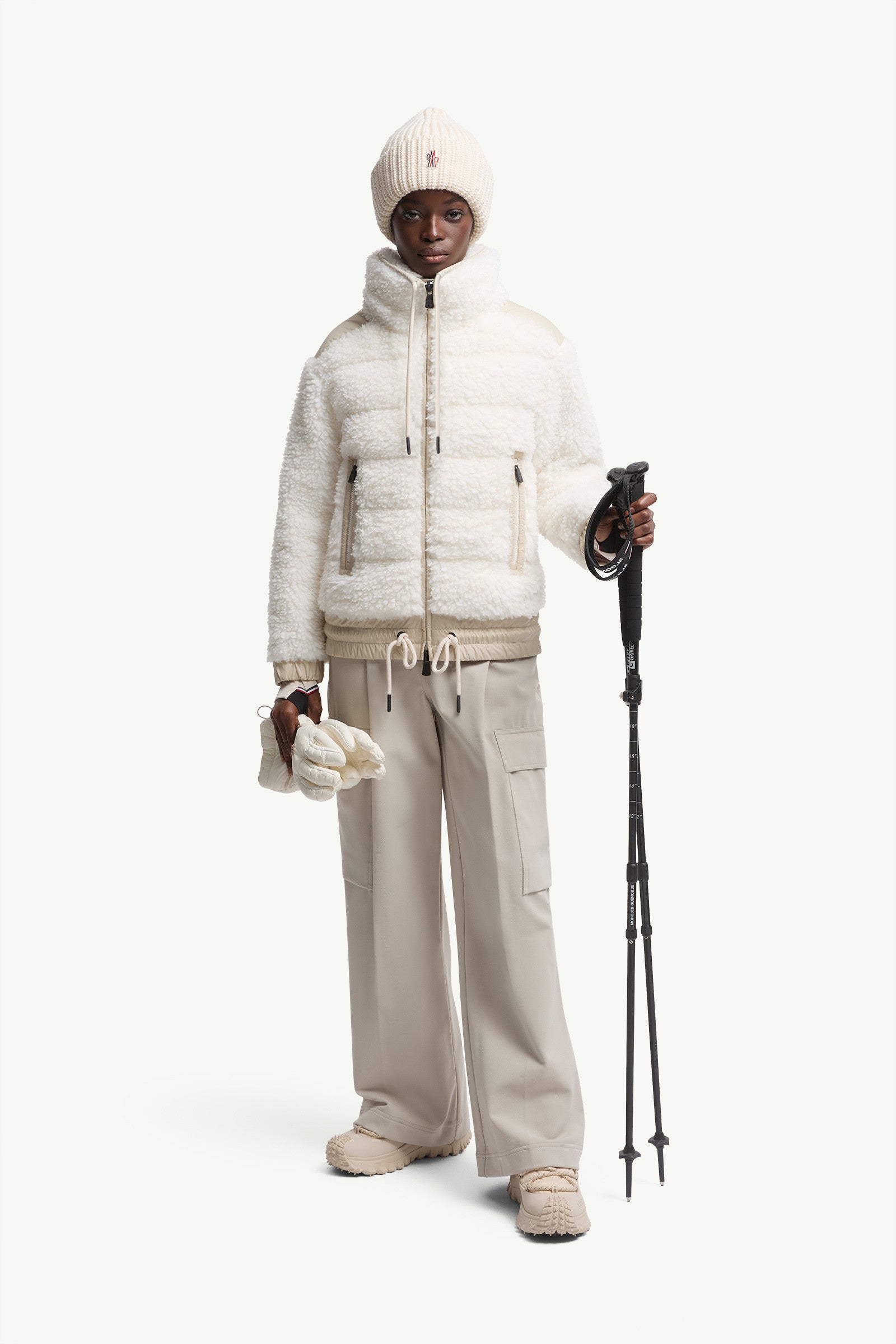 Moncler Padded Teddy Zip-Up Cardigan White White