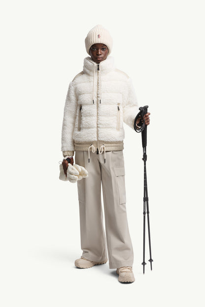 Moncler Padded Teddy Zip-Up Cardigan White White