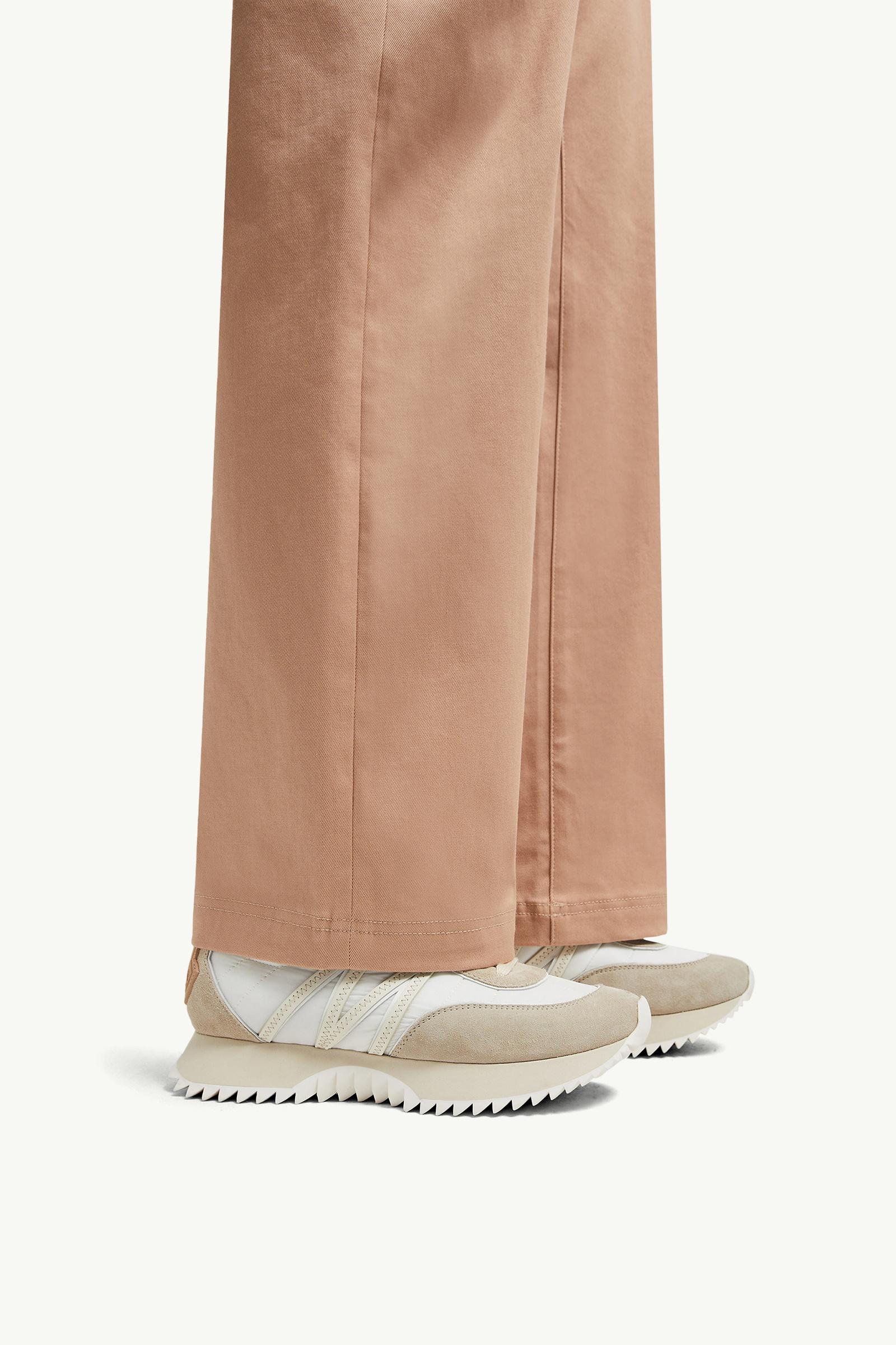 Moncler Pacey Nylon & Suede Sneakers Beige & White