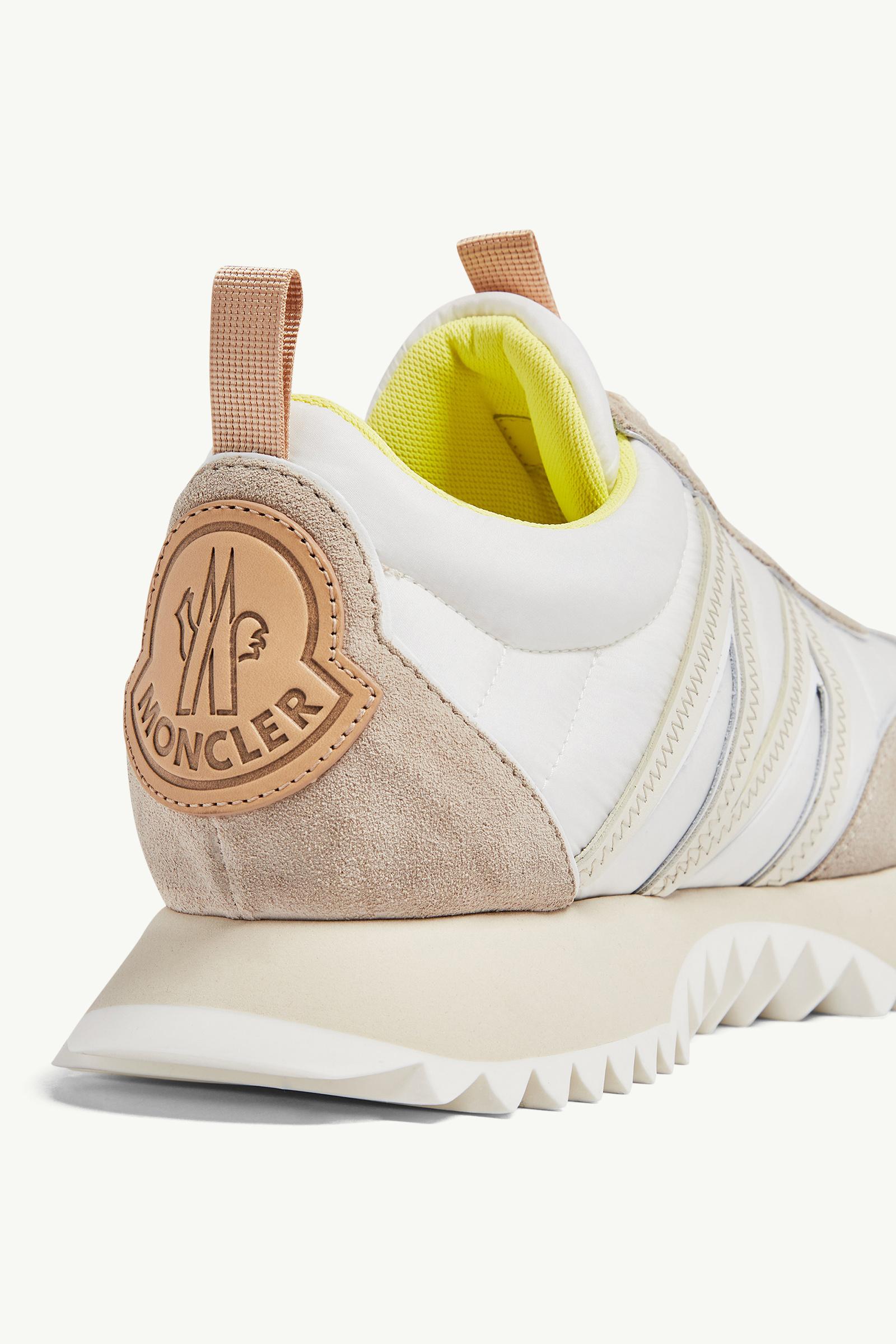 Moncler Pacey Nylon & Suede Sneakers Beige & White
