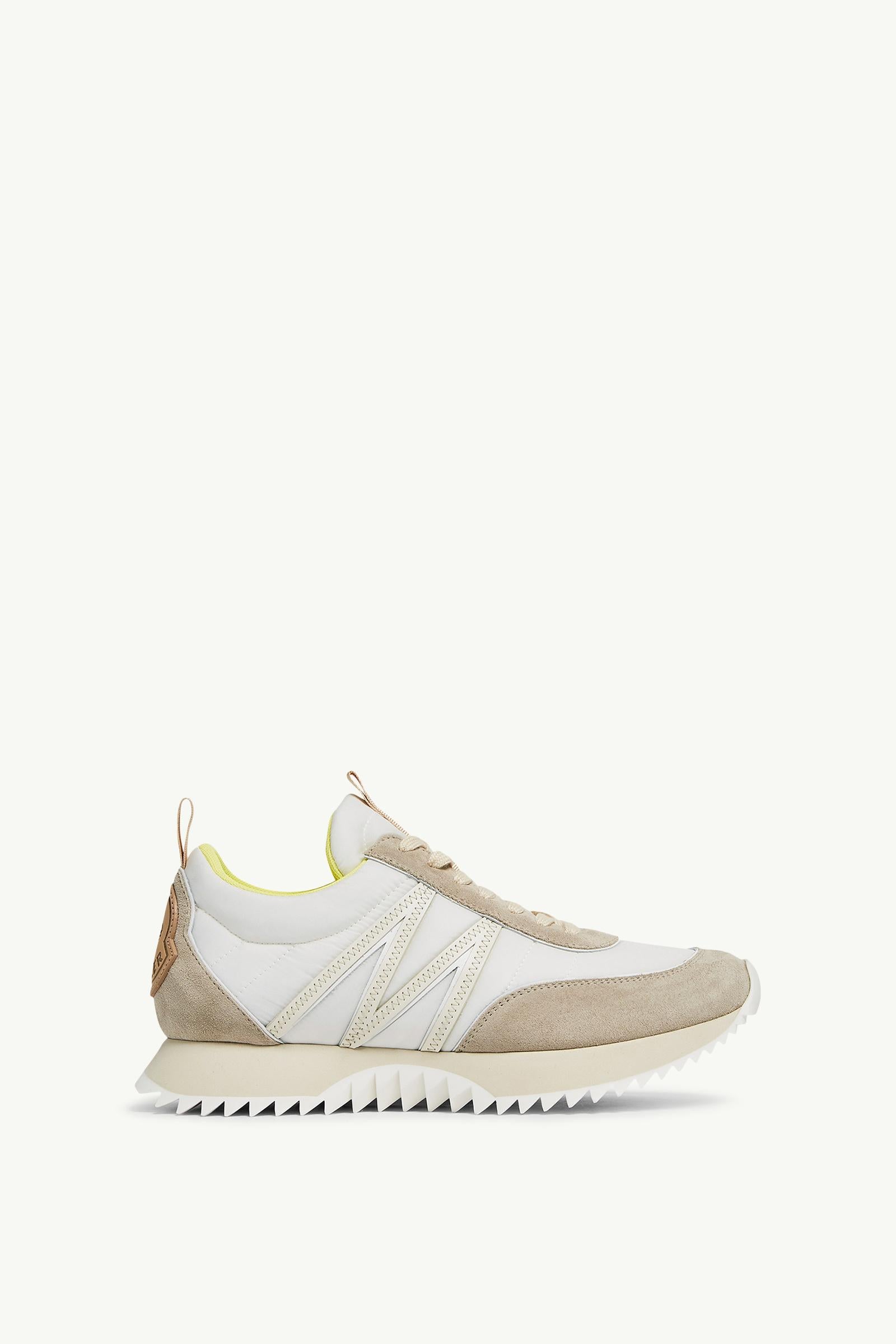 Moncler Pacey Nylon & Suede Sneakers Beige & White