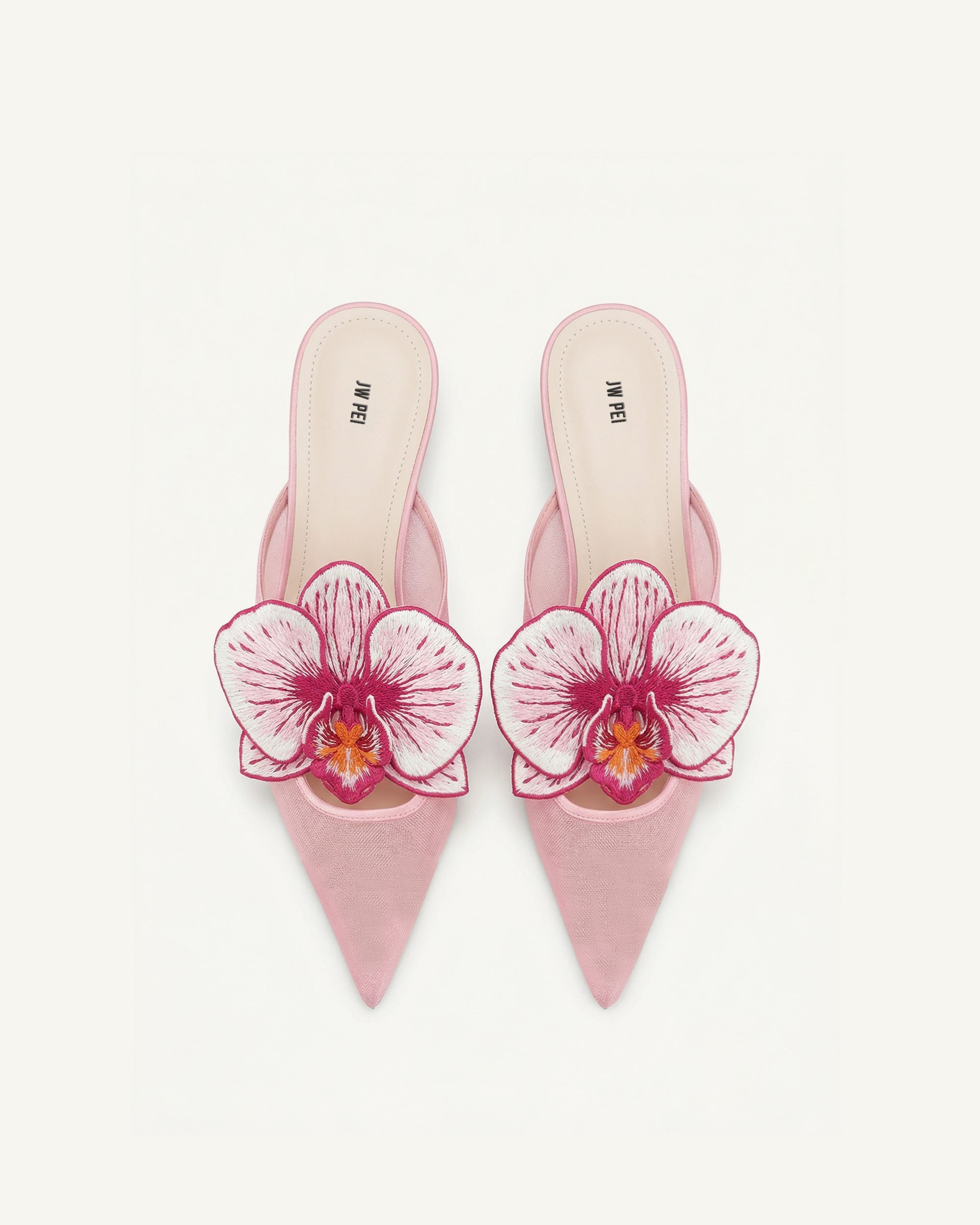 Jw Pei Helena Embroidery Decoration Pierced Mules Pink