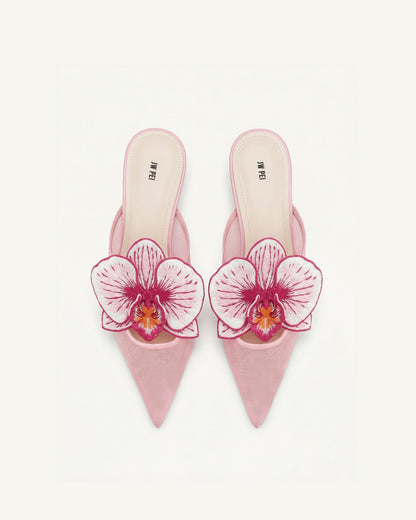 Jw Pei Helena Embroidery Decoration Pierced Mules Pink