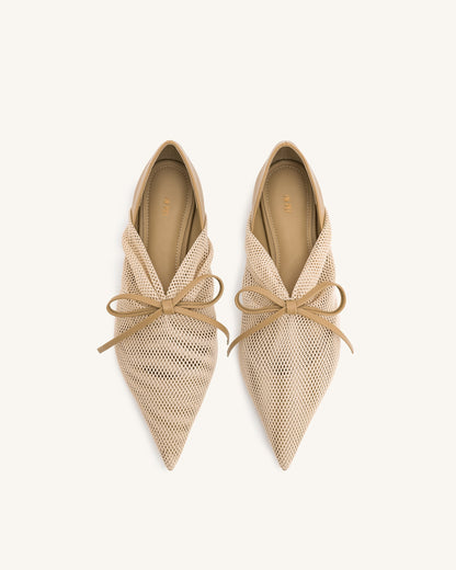 Jw Pei Reilly Fishnet Ballerina Flats Apricot