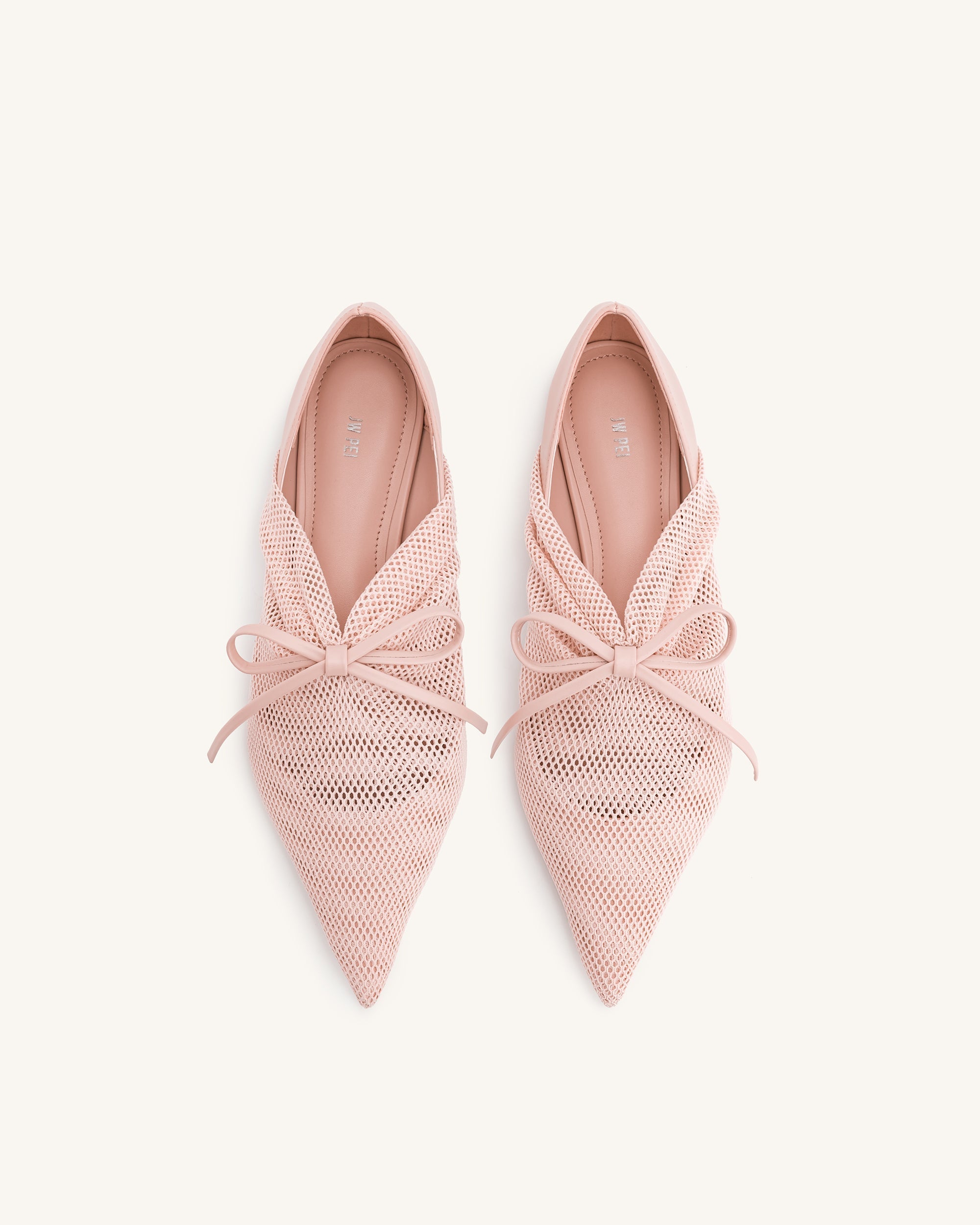 Jw Pei Reilly Fishnet Ballerina Flats Pink Beige