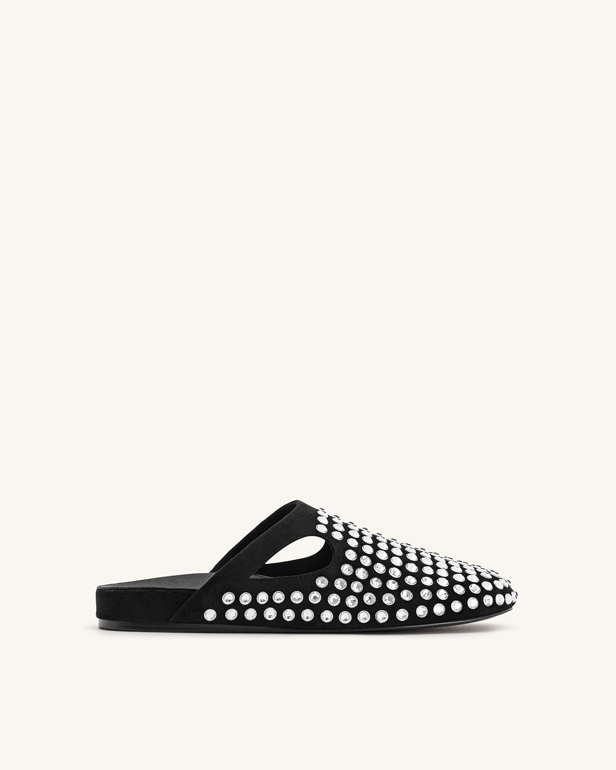Jw Pei Athena Artificial Crystal Flat Mules Black
