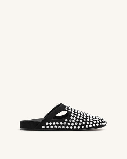 Jw Pei Athena Artificial Crystal Flat Mules Black