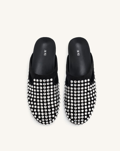 Jw Pei Athena Artificial Crystal Flat Mules Black
