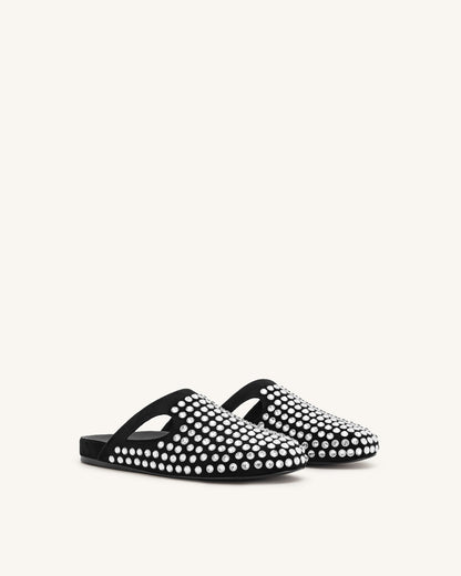 Jw Pei Athena Artificial Crystal Flat Mules Black