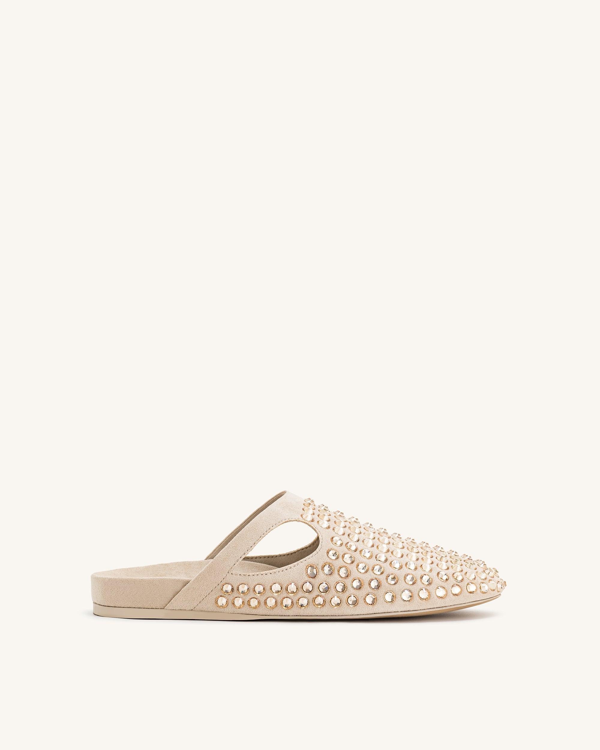 Jw Pei Athena Artificial Crystal Flat Mules Beige