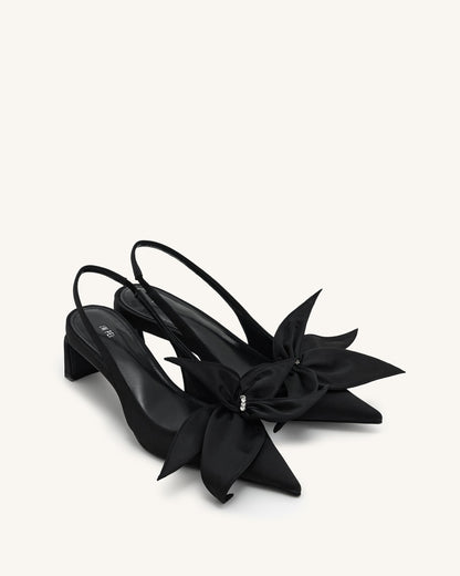 Jw Pei Queena Floral Appliques Slingback Pumps Black