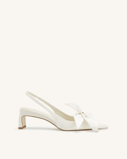 Jw Pei Queena Floral Appliques Slingback Pumps Ivory White