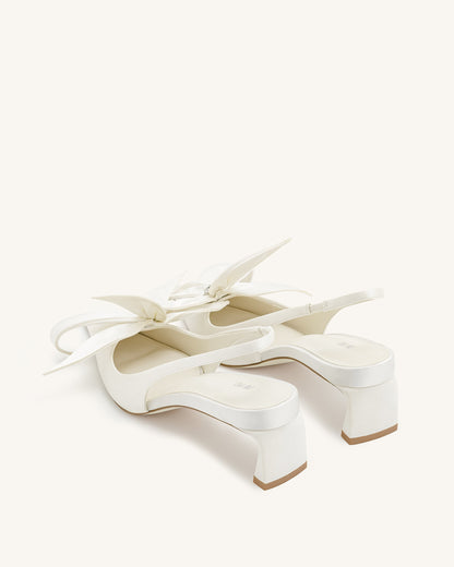Jw Pei Queena Floral Appliques Slingback Pumps Ivory White