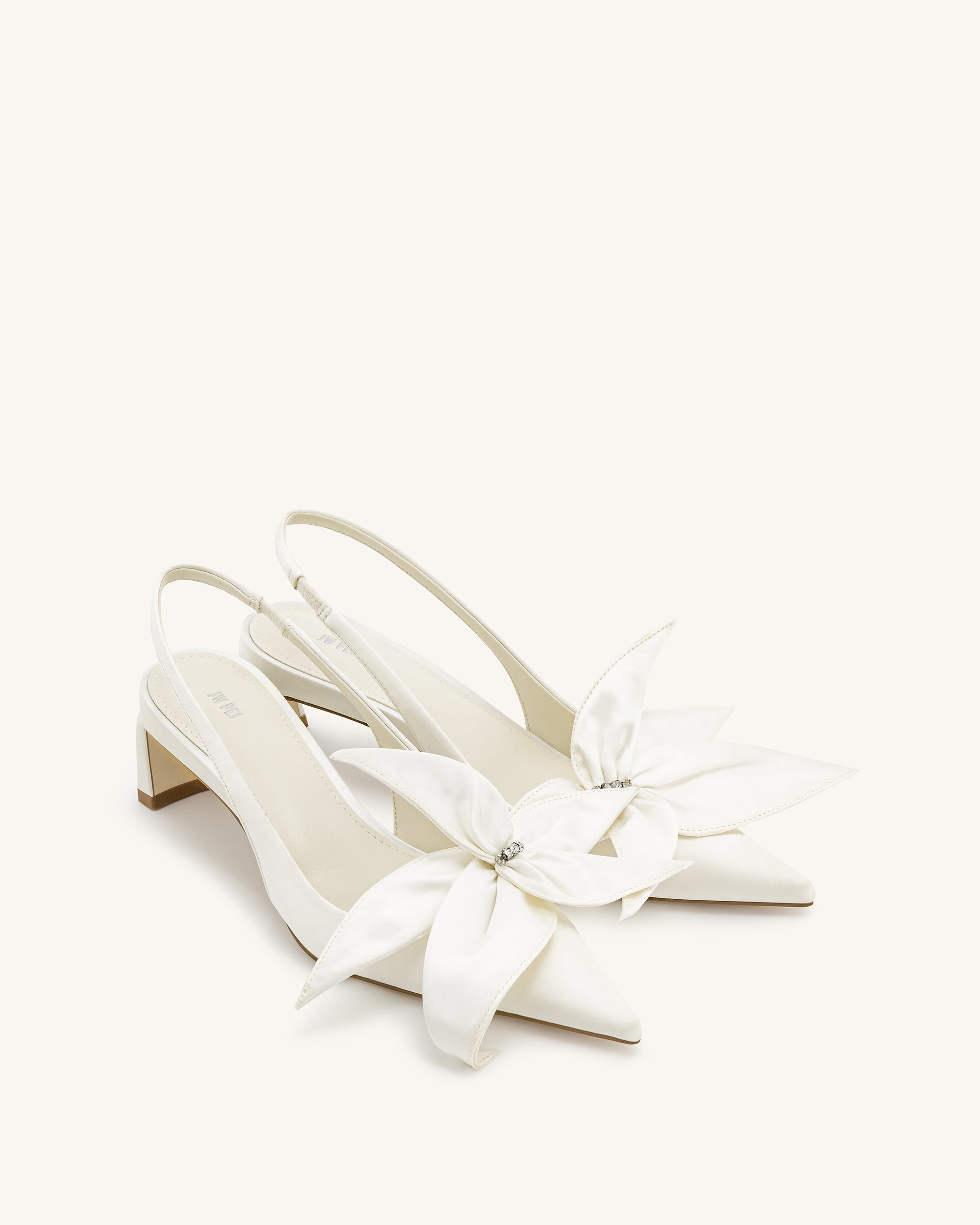 Jw Pei Queena Floral Appliques Slingback Pumps Ivory White
