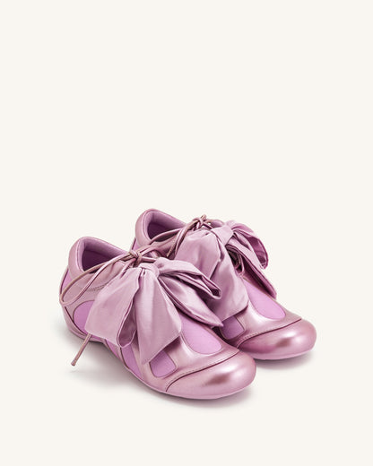 Jw Pei Rosie Metallic Bow Tie Low Top Sneakers Pink