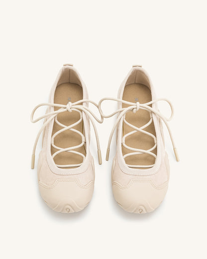Jw Pei Caitlin Lace Up Ballerina Sneakers Beige