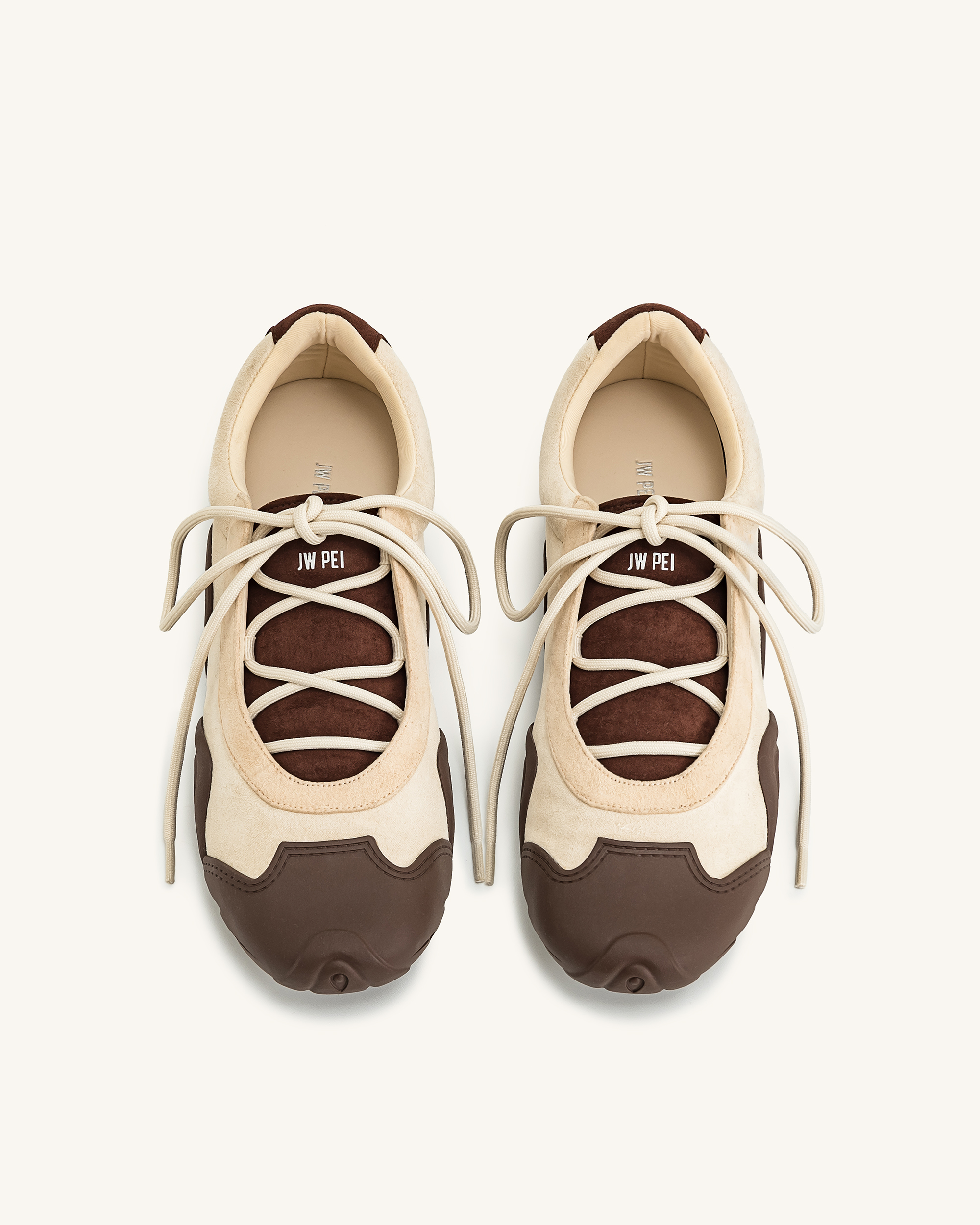 Jw Pei Caitlin Lace Up Ballerina Sneakers Light Brown