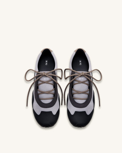 Jw Pei Caitlin Faux Suede Lace Up Ballerina Sneakers Grey Mix