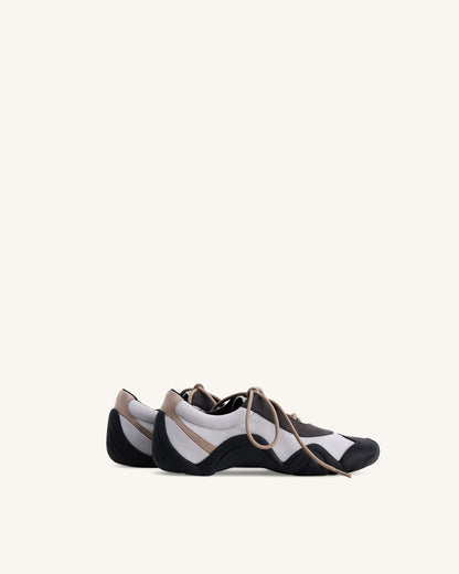Jw Pei Caitlin Faux Suede Lace Up Ballerina Sneakers Grey Mix