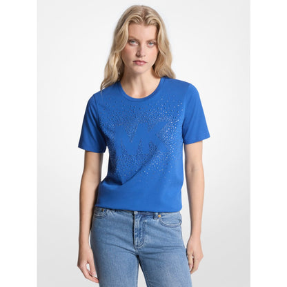 Michael Kors Embellished Logo Cotton T-Shirt GALAXY BLUE