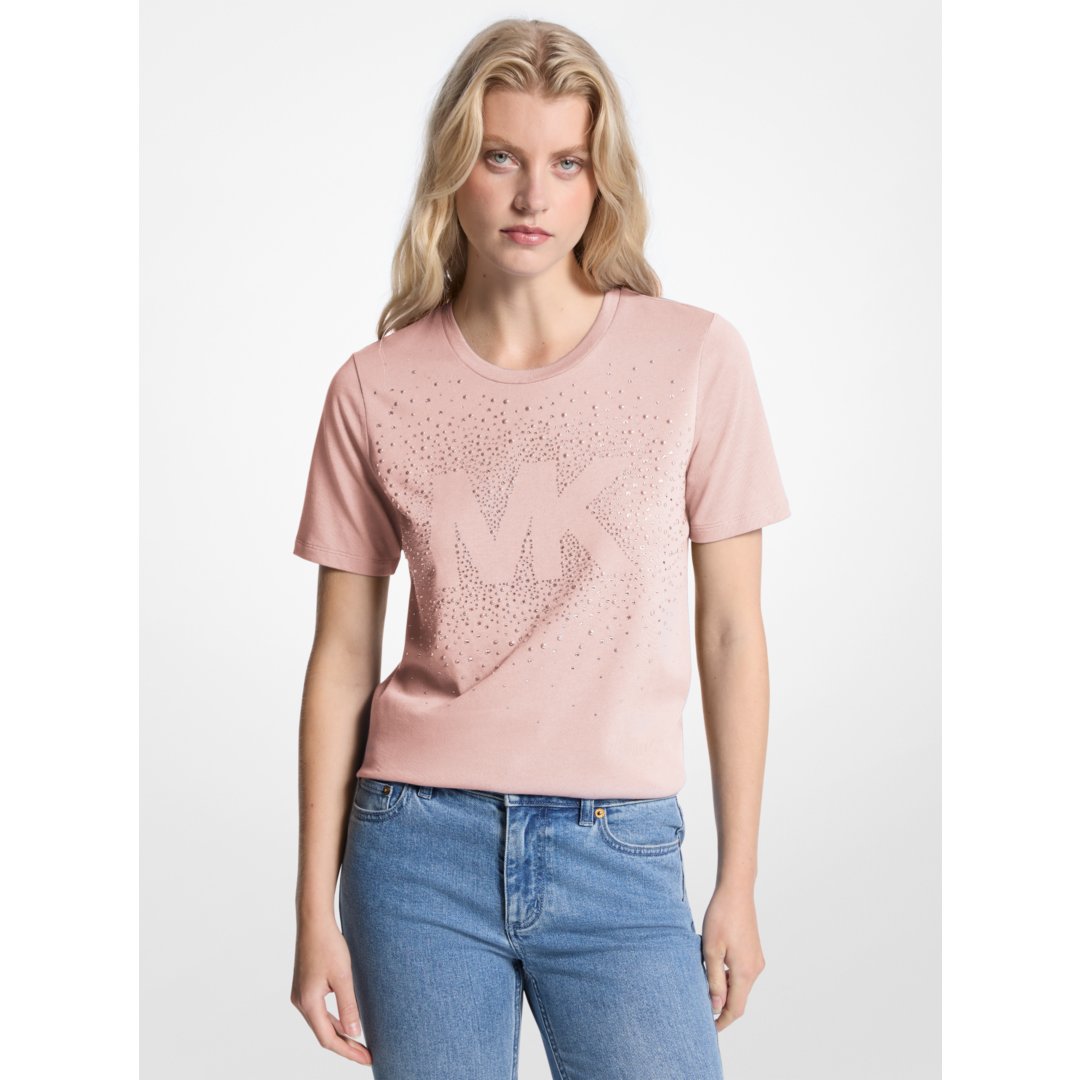 Michael Kors Embellished Logo Cotton T-Shirt POWDER BLUSH