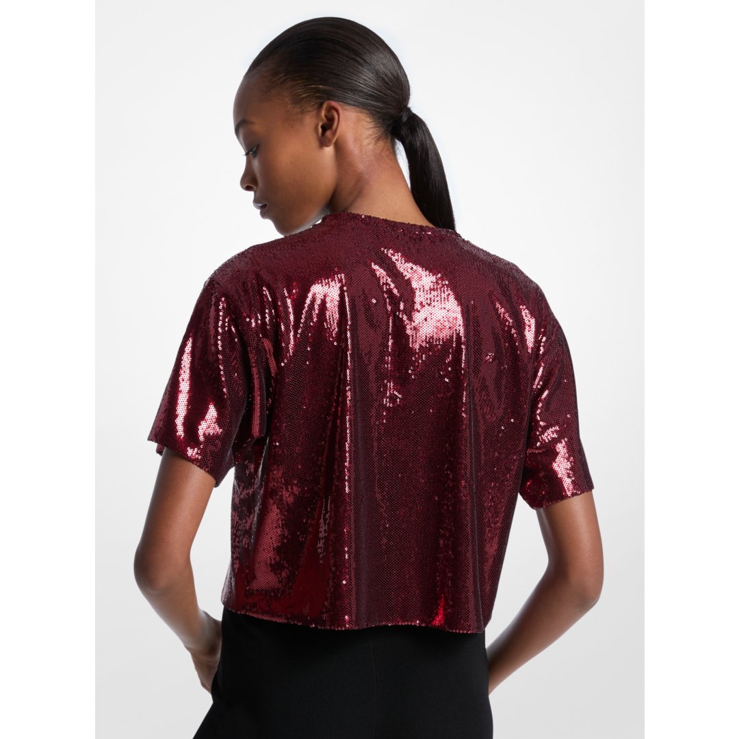 Michael Kors KORS Sequined Boxy T-Shirt CHERRY