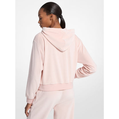 Michael Kors Embellished Logo Velour Hoodie POWDER BLUSH