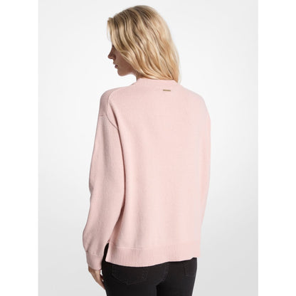 Michael Kors Embellished Logo Cotton Blend Sweater POWDER BLUSH