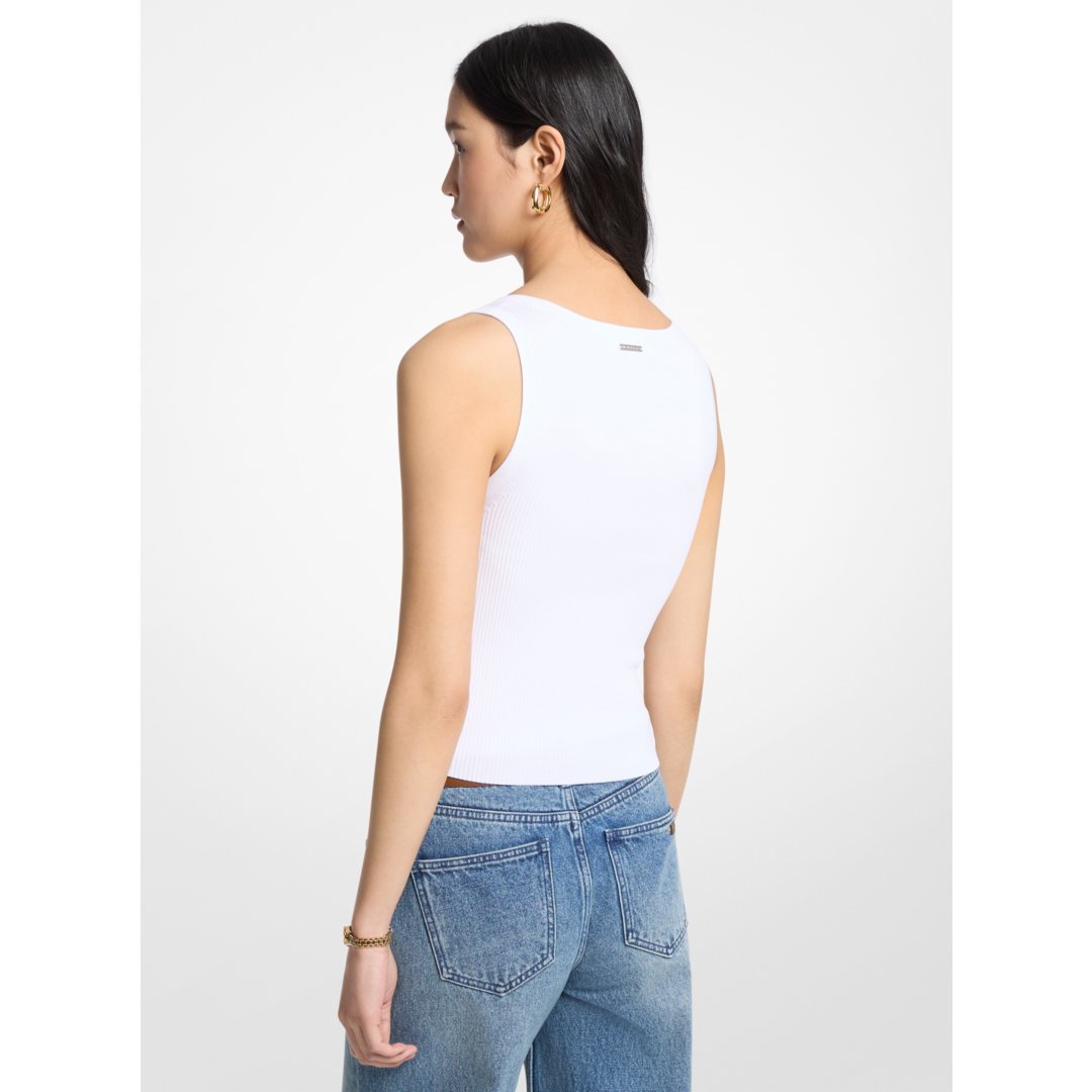Michael Kors Ribbed Viscose Tank Top WHITE