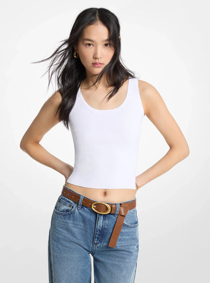 Michael Kors Ribbed Viscose Tank Top WHITE