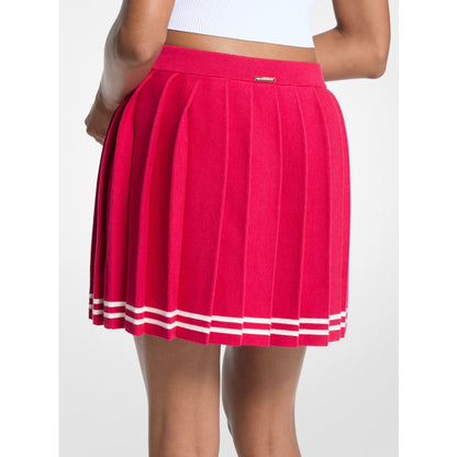 Michael Kors Pleated Cotton Blend Skirt DARKRASPBERRY