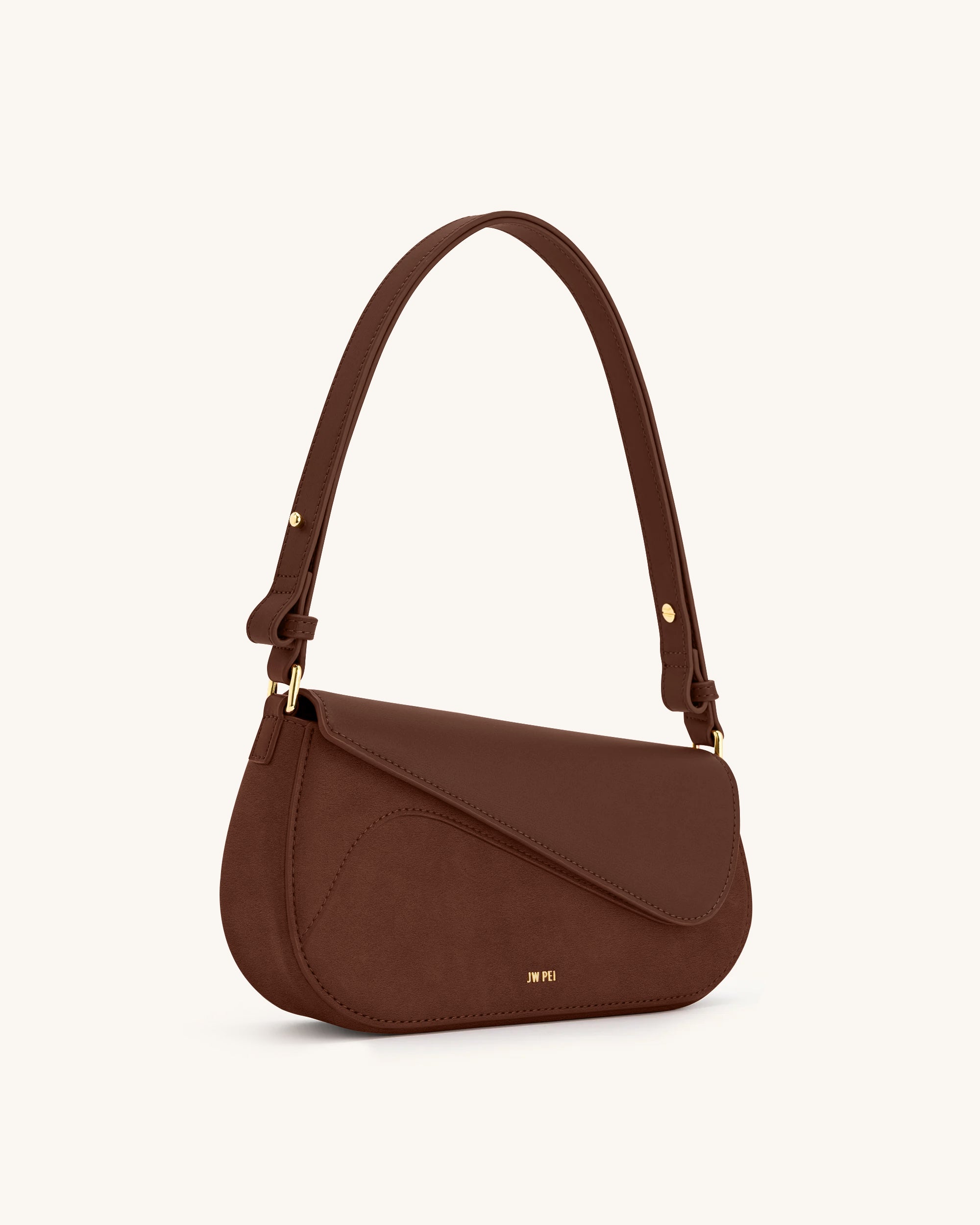 Jw Pei Addisyn Faux Suede Panel Shoulder Bag Mocha Brown
