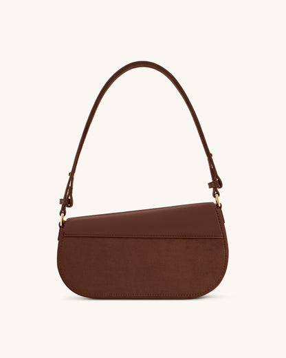Jw Pei Addisyn Faux Suede Panel Shoulder Bag Mocha Brown