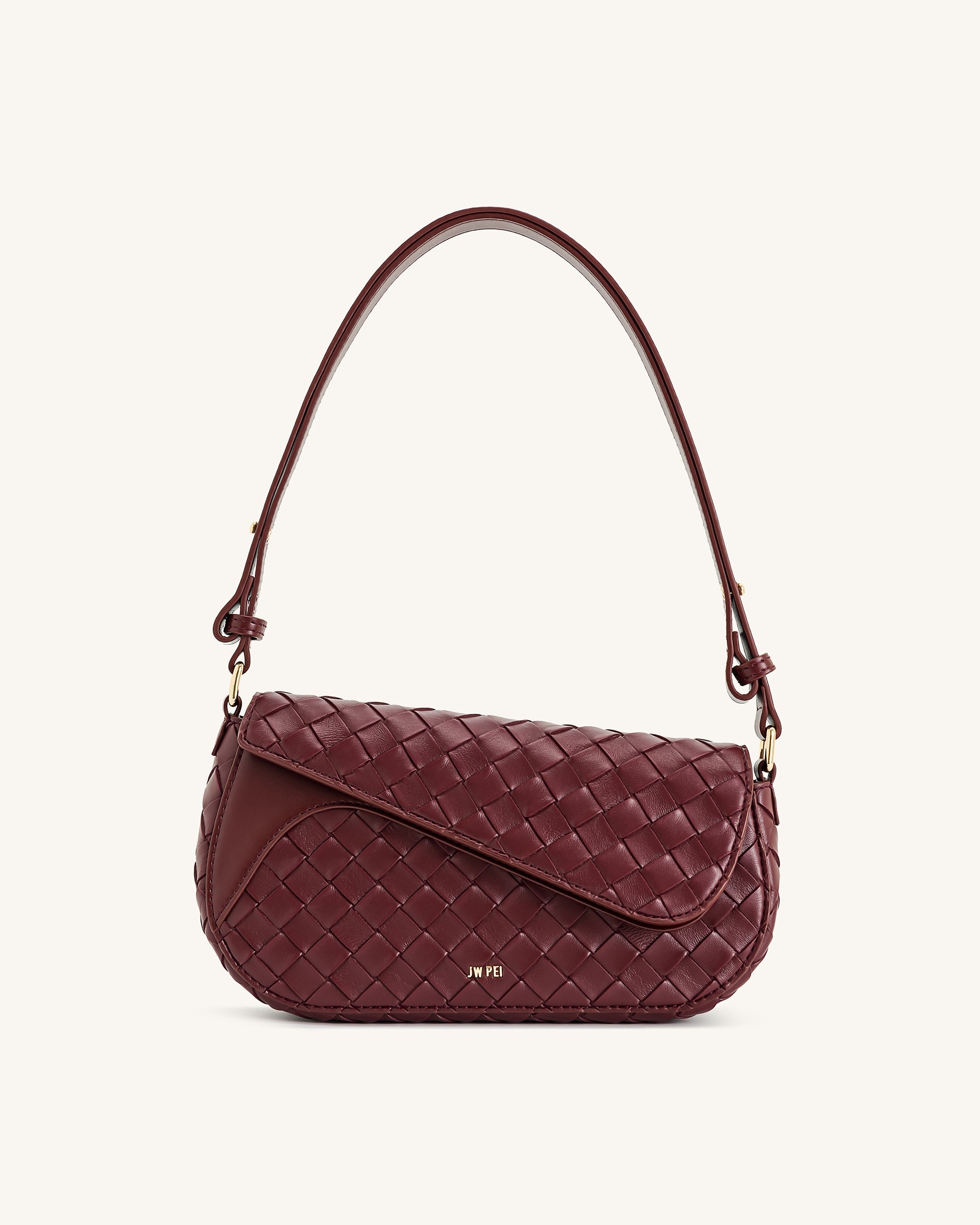 Jw Pei Addisyn Weave Texture Shoulder Bag Burgundy
