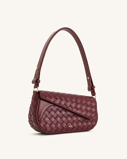 Jw Pei Addisyn Weave Texture Shoulder Bag Burgundy