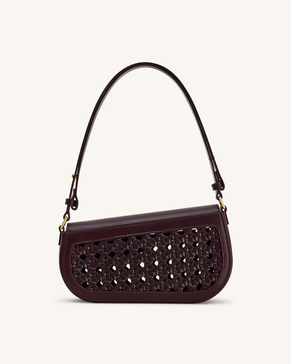 Jw Pei Addisyn Cutout Woven Shoulder Bag Burgundy