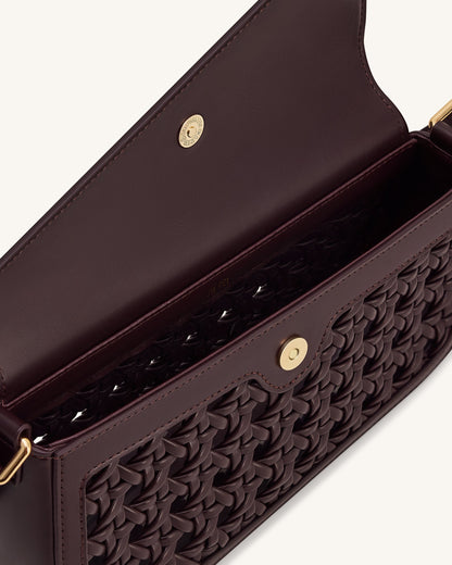Jw Pei Addisyn Cutout Woven Shoulder Bag Burgundy