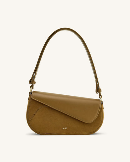Jw Pei Addisyn Faux Suede Panel Shoulder Bag Olive