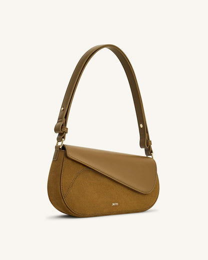 Jw Pei Addisyn Faux Suede Panel Shoulder Bag Olive