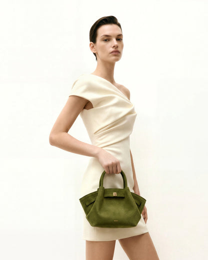 Jw Pei Hana Mini Faux Suede Tote Bag Dark Olive