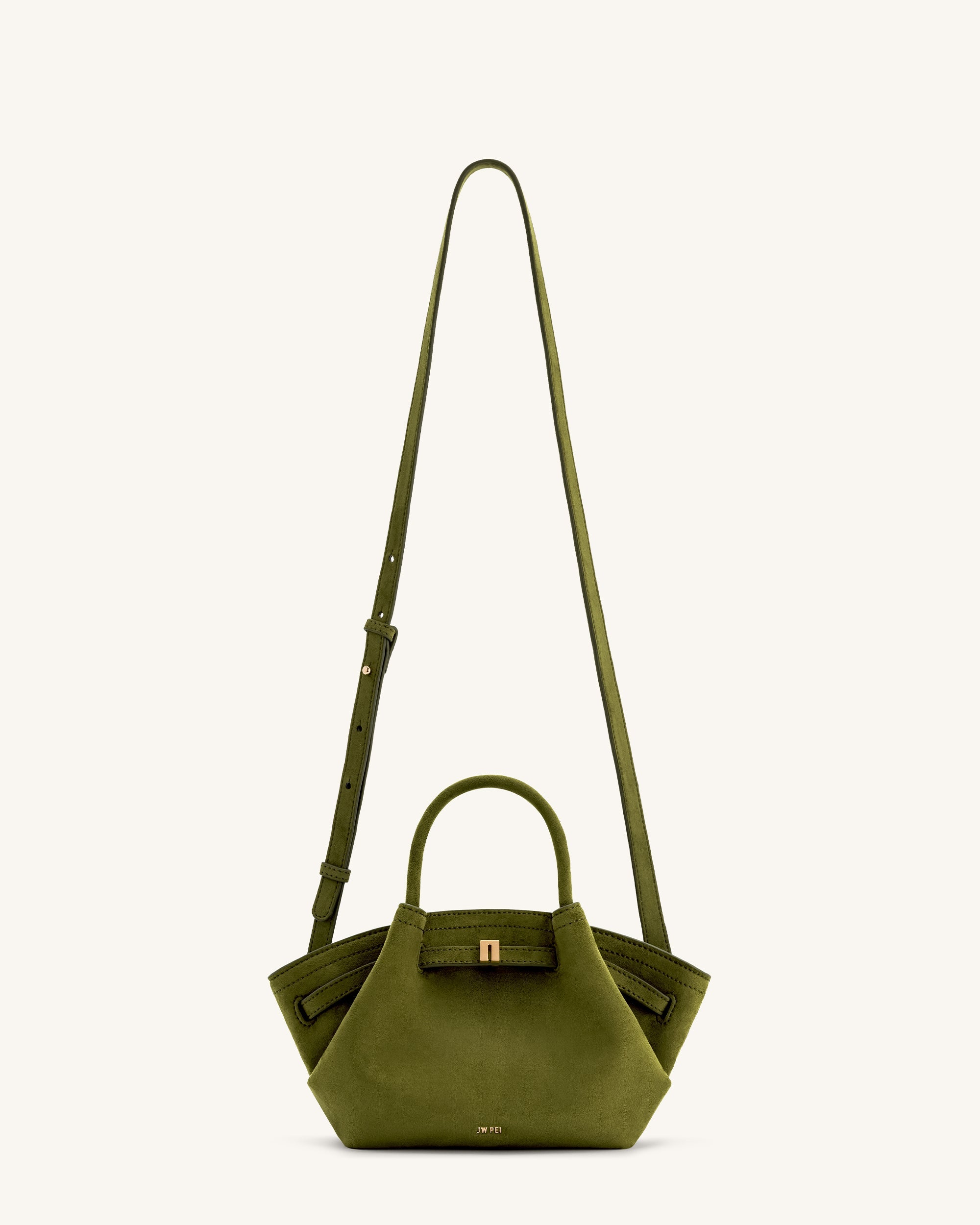 Jw Pei Hana Mini Faux Suede Tote Bag Dark Olive