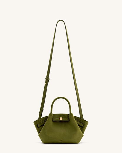 Jw Pei Hana Mini Faux Suede Tote Bag Dark Olive