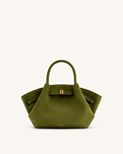 Jw Pei Hana Mini Faux Suede Tote Bag Dark Olive