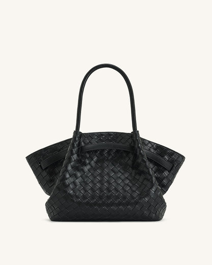 Jw Pei Hana Medium Weave Texture Tote Bag Black