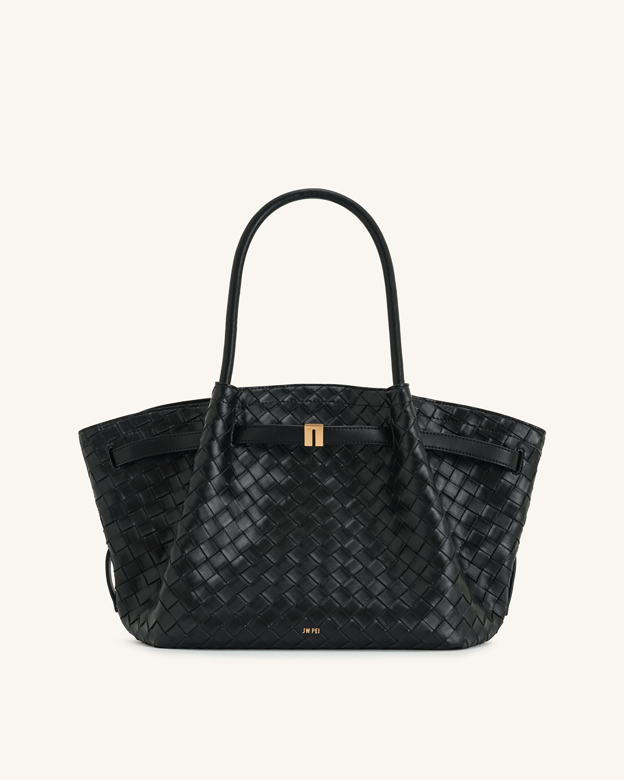 Jw Pei Hana Medium Weave Texture Tote Bag Black