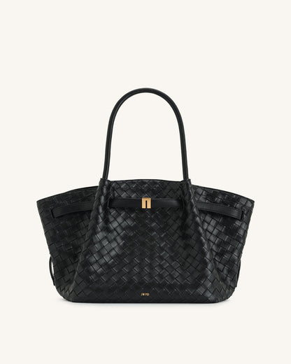 Jw Pei Hana Medium Weave Texture Tote Bag Black