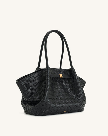 Jw Pei Hana Medium Weave Texture Tote Bag Black